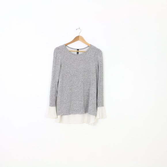 *Design Lab, Lord and Taylor Terry Crew with Bell Ruffle Sleeves - Picture 2 of 6